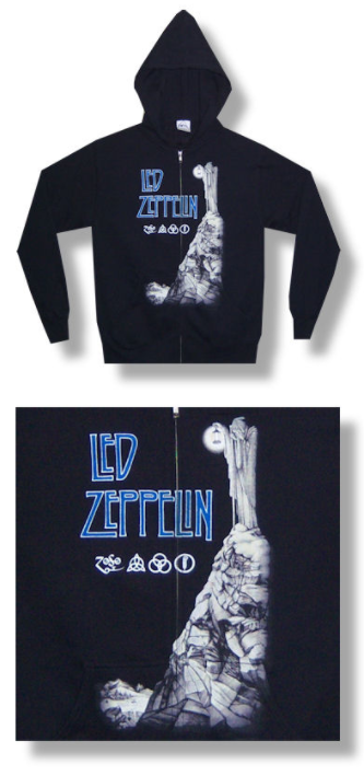 Led Zeppelin Stairway Glow In The Dark Zip Up Hooded Fleece 062
